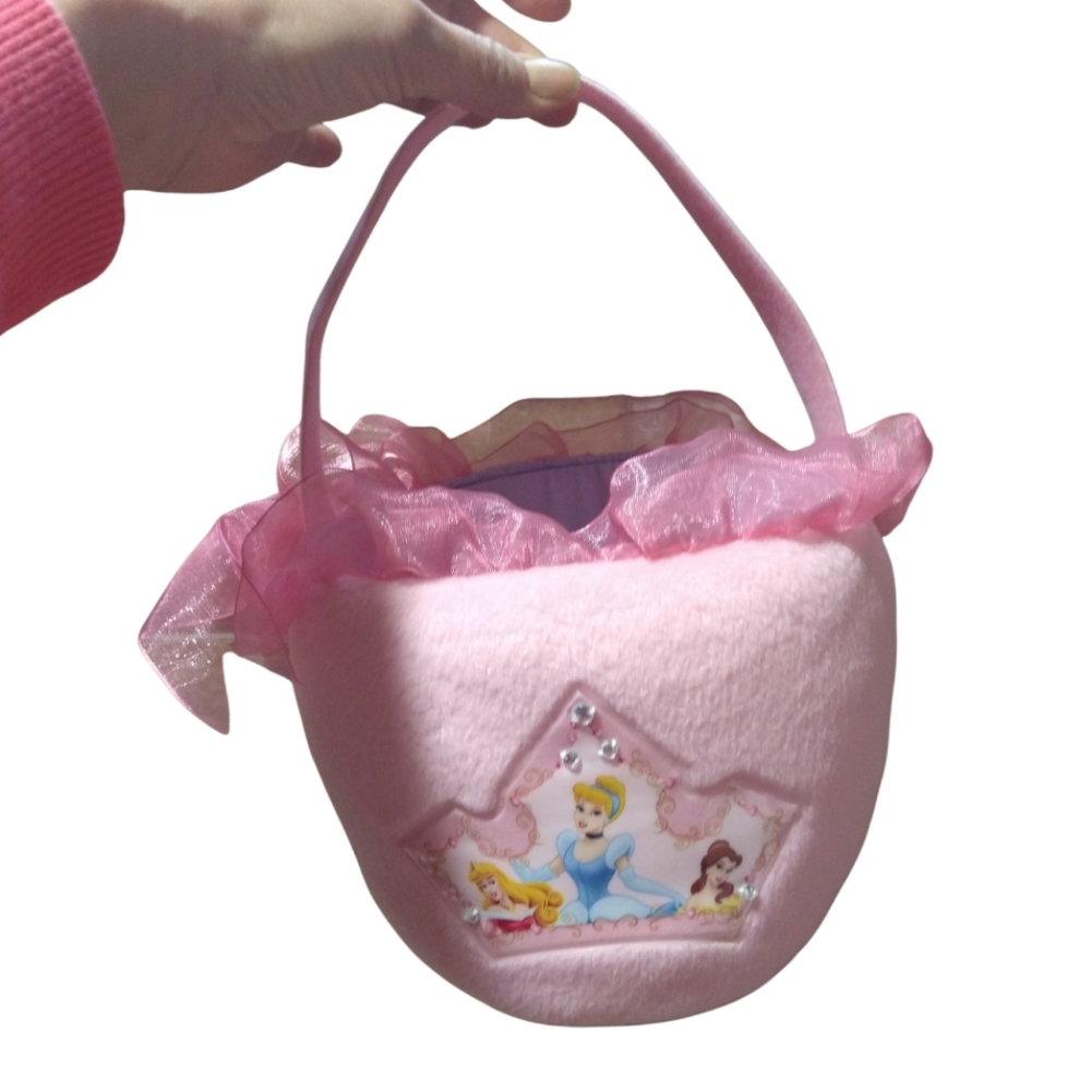 Disney Princess pink plush bucket basket